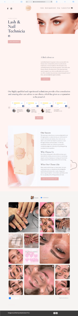 Full Size screenshot of lashed by natatsha website