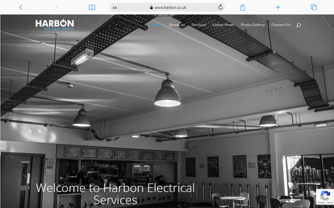 The homepage of haron electrical services.